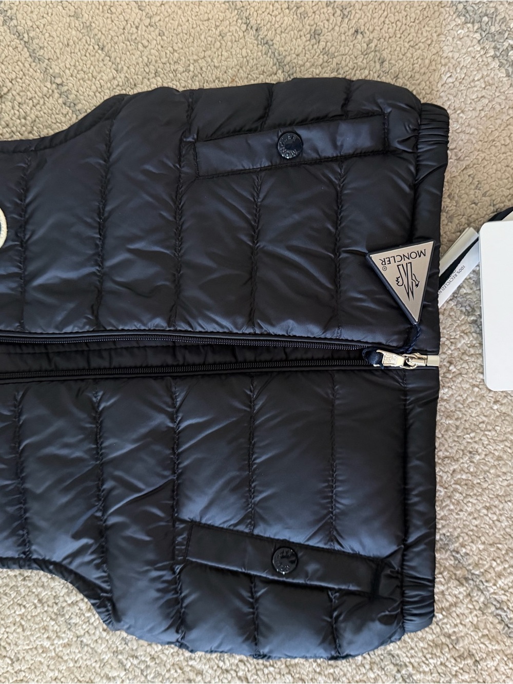 Moncler Black Quilted Down Vest with Logo Patch